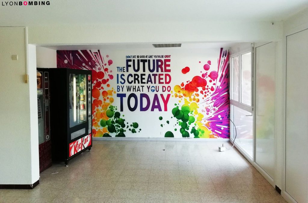 Décoration pour résidence étudiante - Citation graffiti - LB Studio