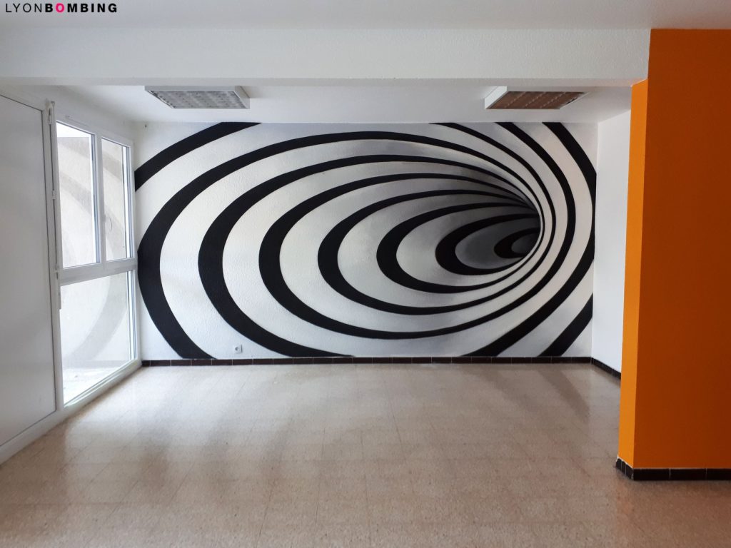 Illusion d'optique graffiti - Fresque murale - LB Studio