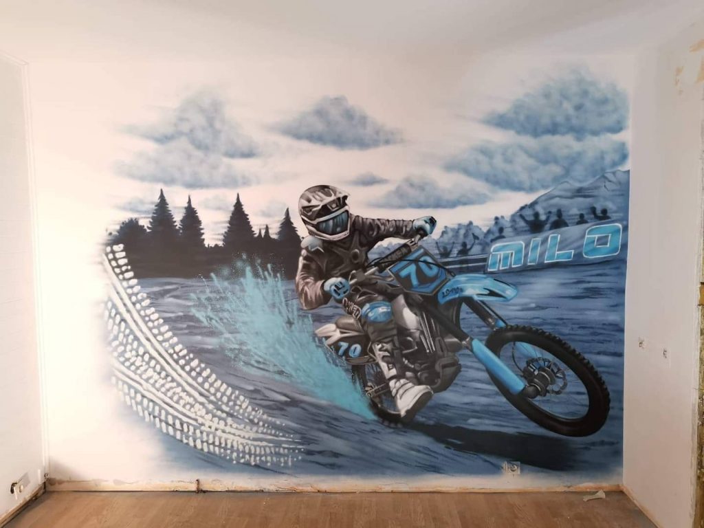 Fresque chambre graffiti moto-cross - LB Studio